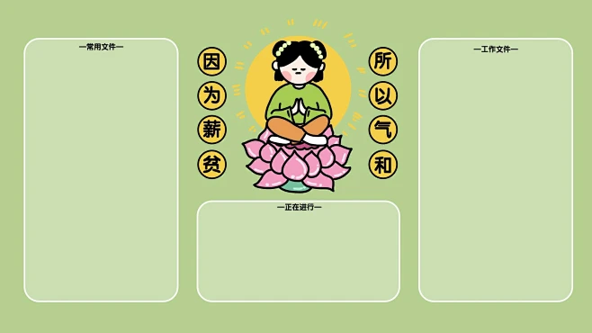趣味创意打工人电脑分区壁纸