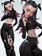 Midjourney | 角色设定 | 哥特恶魔酷girl