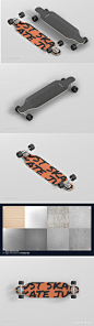 各种角度和视图的高分辨率和完全可定制的Freeride Longboard Mockup滑板VI样机展示模型_样机_素材下载-乐分享素材网