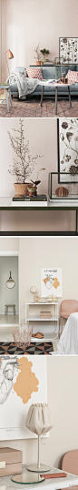 #北欧设计# 杏色给家居带来的温和与亲切感。来自瑞典墙面材料品牌Boråstapeter的纯色墙面家居灵感设计。