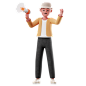 Male Character Holding Toa 3D Illustration