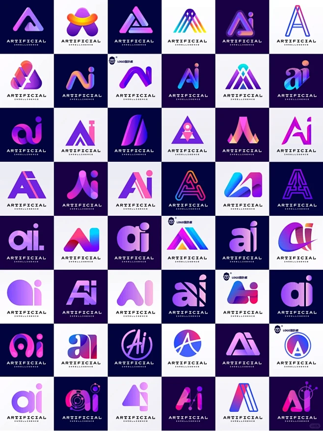 灵感采集人工智能科技感AI数据logo设计 - 小红书-花瓣网