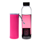 谢裕泰 耐热玻璃矿泉水瓶 550ML 粉色 附送隔热杯套 带不锈钢茶漏