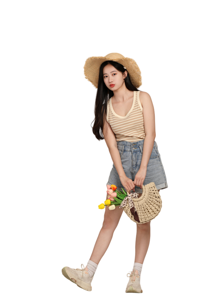夏季假期出游旅行旅游少女人物免抠元素