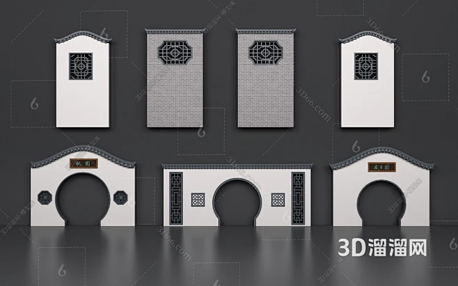 中式墙3D模型