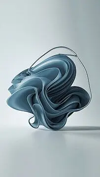 点击来源直接获取大图文件 |3D 渲染，白色背景上孤立的抽象玻璃波浪形状。现代简约壁纸