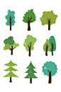 卡通矢量森林的树 大树矢量图