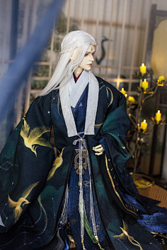 话 @龙魂人形社 龙魂-句芒 春神古风 蓝色面纹叔 1/3 bjd 眼珠尺  