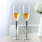 素银高档婚宴礼品 香槟杯玻璃包银高脚杯水晶装饰五折特惠3120