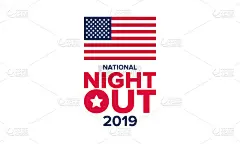 国家的夜晚。美国社区警察提高意识的运动。每年8月庆祝。伙伴关系的事件。海报，贺卡，横幅和背景。矢量图