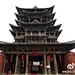 山西万荣县东岳庙的飞云楼，国保3。东岳庙始建于唐，各代均有修缮。飞云楼最初建造年代不详。纯木结构，高22米，外观3层，内部实为5层，345组斗拱排列密集，檐角飞翘，造型精美，与应县木塔并称为“南楼北塔”。世间的兵荒马乱沉浮变迁，多少古代遗迹已经灰飞烟灭，多亏有这些老木头的顽强支撑，延续了永垂不朽的神奇。