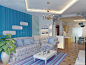 70平米小户型地中海风格客厅沙发背景墙装饰装修