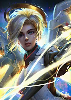 overwatch mercy-GothicQ_插画,同人,机械,科幻,游戏,头像_涂鸦王国插画