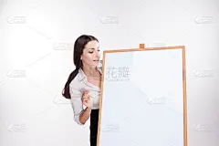 女商人,布告,空白的,青年人,白色背景,寄宿学校,演说家,商业广告标志,信函,商业金融和工业