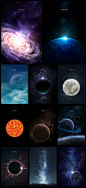 11款太空宇宙星空星球行星日食PSD素材2020116 - 设计素材 - 比图素材网
