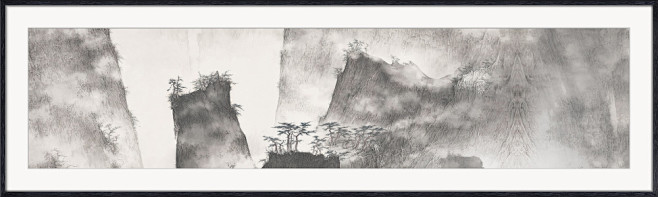 麦田装饰画新中式风景山水门厅挂画