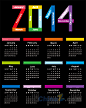 2014彩色日历矢量素材 ---免费素材下载 www.3lsc.com 三联素材网