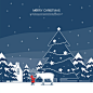雪花漫天 蓝色夜空 驯鹿儿童 圣诞插图插画设计PSD tid307t000221