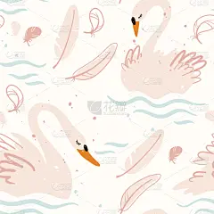 天鹅,彩色蜡笔,四方连续纹样,可爱的,华丽的,纺织品,女性特质,壁纸,池塘,小的