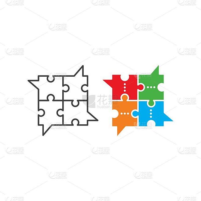 拼图聊天，泡泡，拼图。矢量图标模板