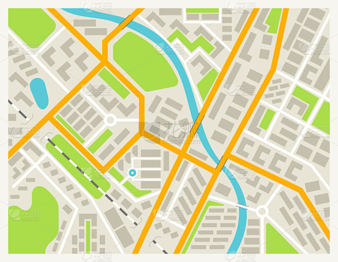 街道图,城镇,公园,矢量,街道,河流,路,式样,标志,户外