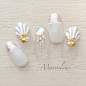 シェル #夏 #海 #リゾート #オフィス #ハンド #ラメ #ビジュー #フラワー #シェル #人魚の鱗 #ミディアム #ホワイト #ベージュ #ピンク #ジェル #ネイルチップ #原田涼子【Ｍarvelous大宮東口店】 #ネイルブック