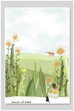 日系小清新淡雅植物插画素材