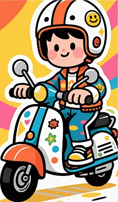 可爱外卖小哥手绘插画