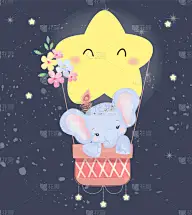 绘画插图,可爱的,高雅,小象,水彩画