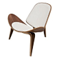 Nuevoliving - Artemis Occasional Chair, American Walnut Veneer and White Leather - Armchairs and Accent Chairs