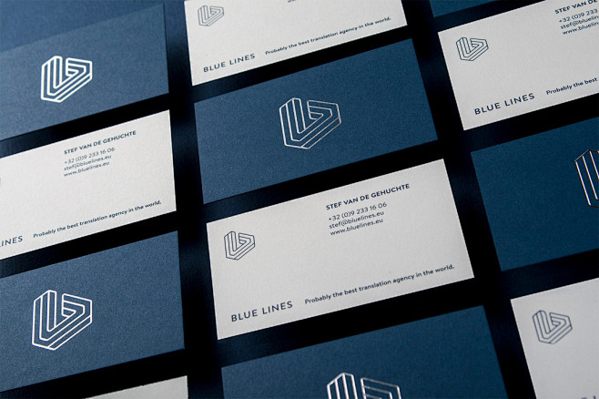 BLUE LINES 蓝色商务线条品牌标志logo设计案例参考分享欣赏