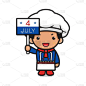 可爱的厨师人物庆祝美国独立日卡通图标矢量插图
