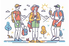 扁平风旅游露营氛围感插画