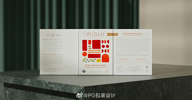 RISHI植物药茶包装设计，素雅的设计风...