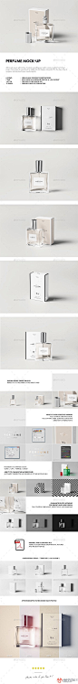 香水瓶玻璃瓶纸盒包装展示效果图VI智能图层PS样机素材 Perfume Mock-up - 南岸设计网 nananps.com