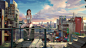 女孩 城镇 天空 朝阳 行李箱 5K高清动漫壁纸 4K手机壁纸 @ 5120x2880 - 4K高清壁纸