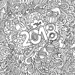 卡通矢量可爱涂鸦手绘2018年插画