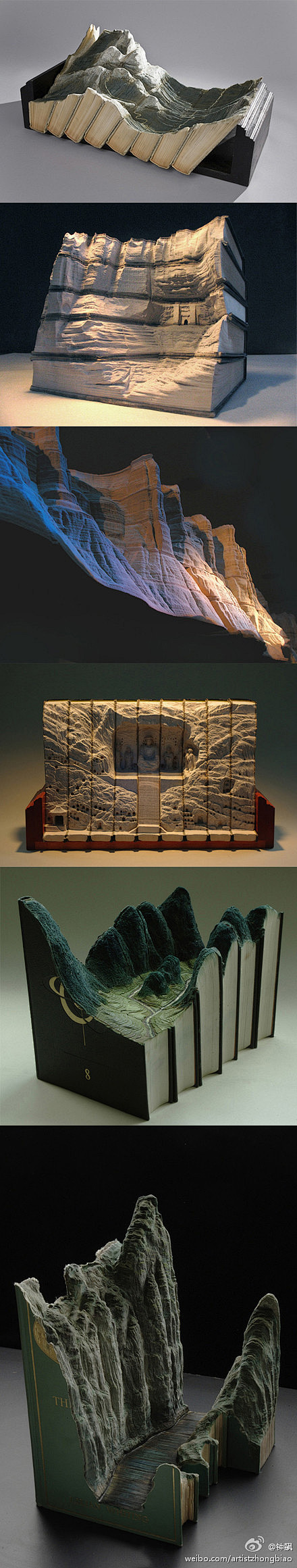 旧书也能成艺术品，旧书的山水建筑雕塑（作...