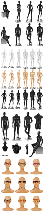 3D 单色人体艺术男女模型PNG素材
