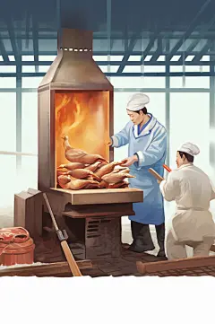 AI数字艺术美味北京烤鸭美食制作插画-众图网