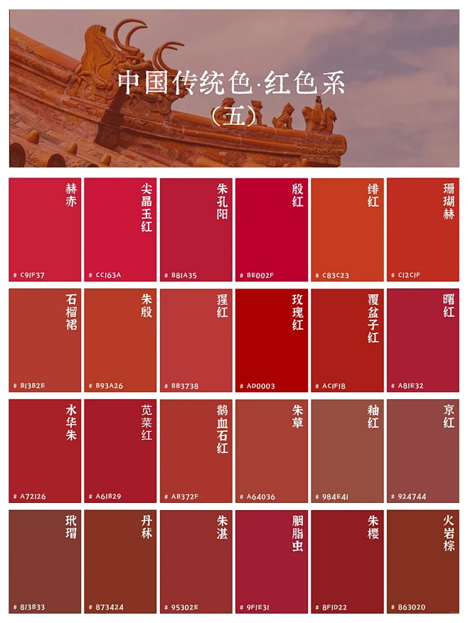 中国传统色｜144个红色系合集-花瓣网