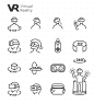 VR Virtual Reality Vector Line Icon Set