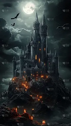 万圣节通用3D黑暗城堡背景