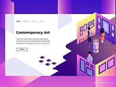 当代艺术 - 标题页UI设计作品多彩渐变插画首页素材资源模板下载