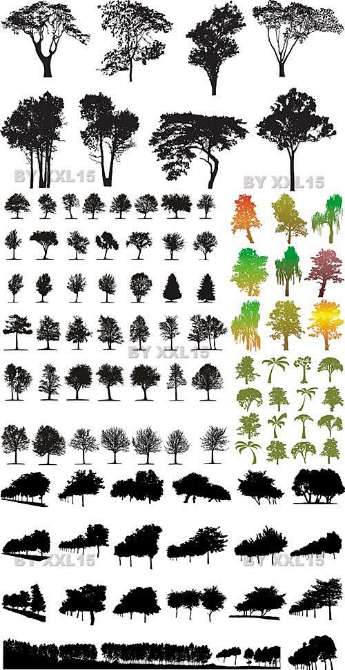 Tree Silhouettes Vec...