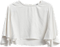 定制白色大荷叶袖设计真丝短款上衣-最搭配