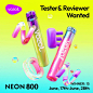 #neon800 TESTER Wanted !!
.
Wanna test a device that equipped Ceramic coil and  visible pod ？
.
NEON 800，you must-to-have device to improve your v@aping experience to higher level.
.
Prize: 5  can win * NEON 800 device.
Easy to enter:
.
➡️ Like this post 