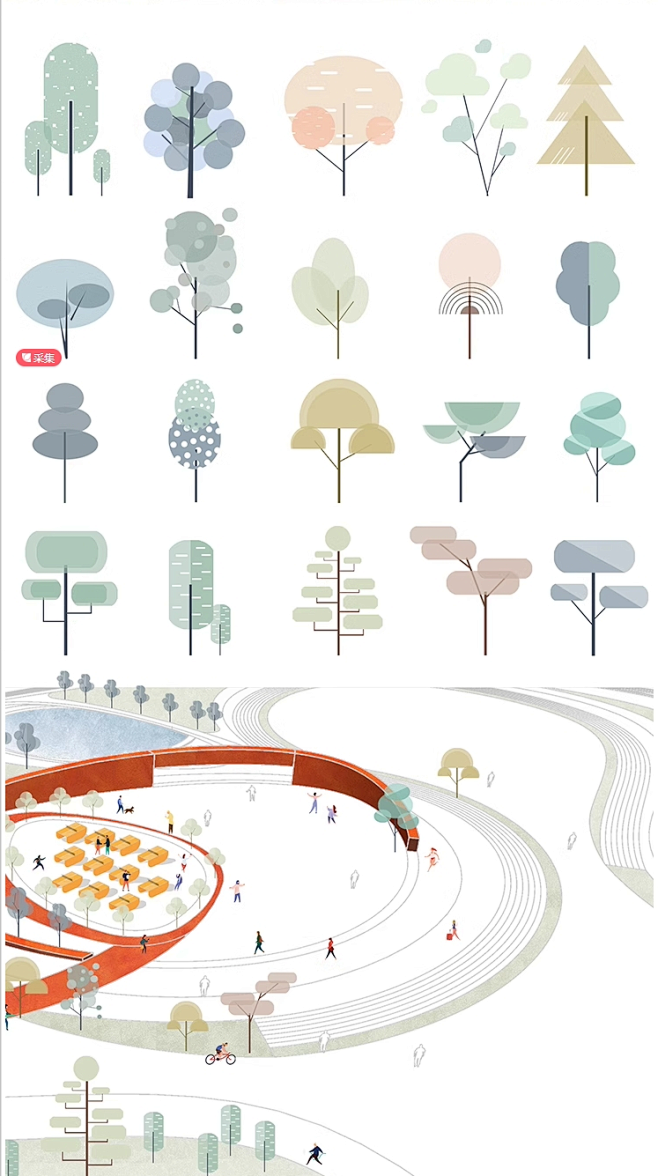 2023PS插画风植物psd素材建筑景观...