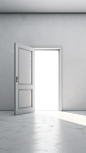 open door standing in a blank white environment
