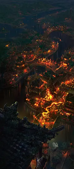 夜市，城镇，夜晚
